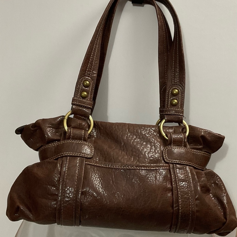 Kathy Van Zeeland Chocolate Shoulder Bag with Brass Details - Picture 6 of 11